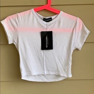 PLT White Basic Crop Tee